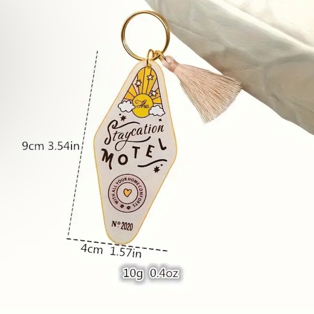 The Staycation Motel Keychain With Tassel Vintage Style - Picture 6 of 6